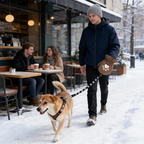 Winter Dog Lead | 20,66 cm Handwärmer, wärmeisolierend, wasserdicht, winddicht, Samt, Stoff, TPU, Sicherheitsleine für Hunde | Winter Outdoor Cold Weather Puppy Pet Owners
