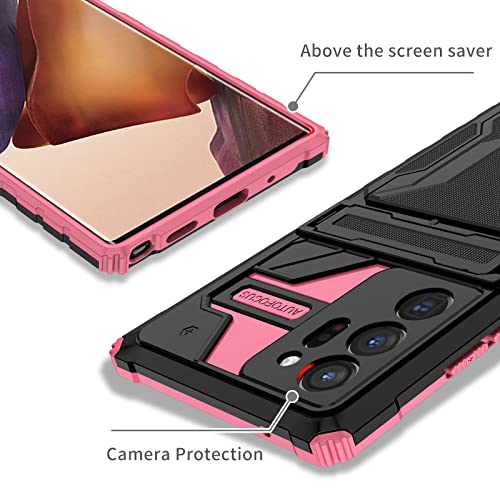 Asuwish Phone Case for Samsung Galaxy Note 20 Ultra Glaxay Note20 Plus 5G with Screen Protector Cover and Slim Card Holder Stand Cell Gaxaly Notes 20Ultra Note20+ U + 20+ Twenty Not S20 Men Pink by Asuwish - Image 5