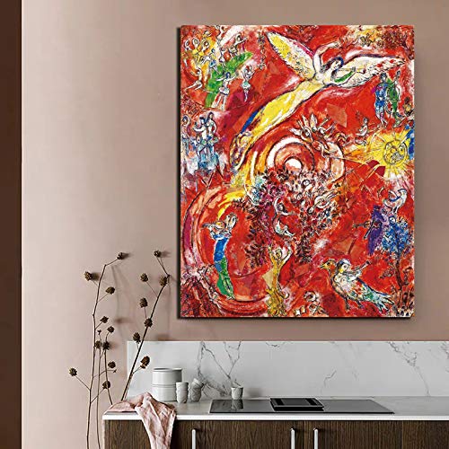 ANGELIA COMEAUX Marc Chagall Poster Fashion Canvas Wall Art Peinture Abstraite Marc Chagall Prints Modern Pictures for Living Room Home Decor50x70cmx1 No Frame Cover
