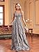 Sleeveless Glitter Sequined Womens Long Formal Gown Aline Prom Dress for Anchorwoman Floor Length Evening Dress Grey L