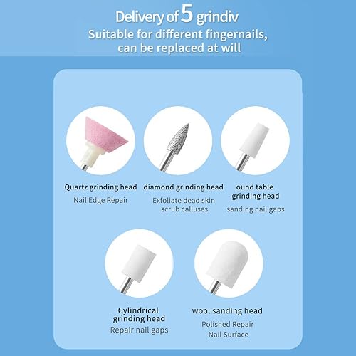 Miniatura 3 de XIAOXX 18000.RPM Profesional Inalámbrico Recargable Blanco Eléctrico Taladro de Uñas Lima Portátil Manicura Pedicura