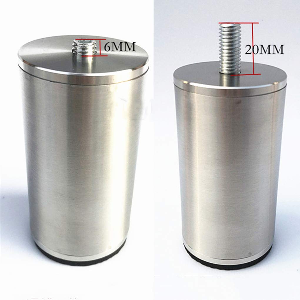 4 nogi meblowe, nogi meblowe ze stali nierdzewnej, nogi stołu ze szczotkowanego metalu, nóżki podporowe, do sofy, okrągłe, do kabiny M10, śruba, akcesoria do mebli, zapasowe nóżki do kabiny (44,6 cm)