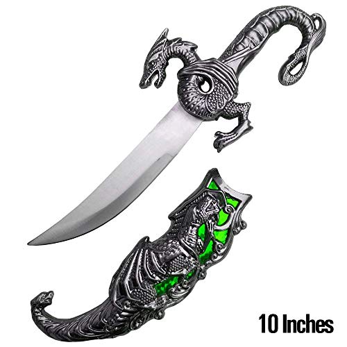 Saint George Dragon Saber Fantasy Knight Sword (2nd Generation Green 10" Dagger) (Green)
