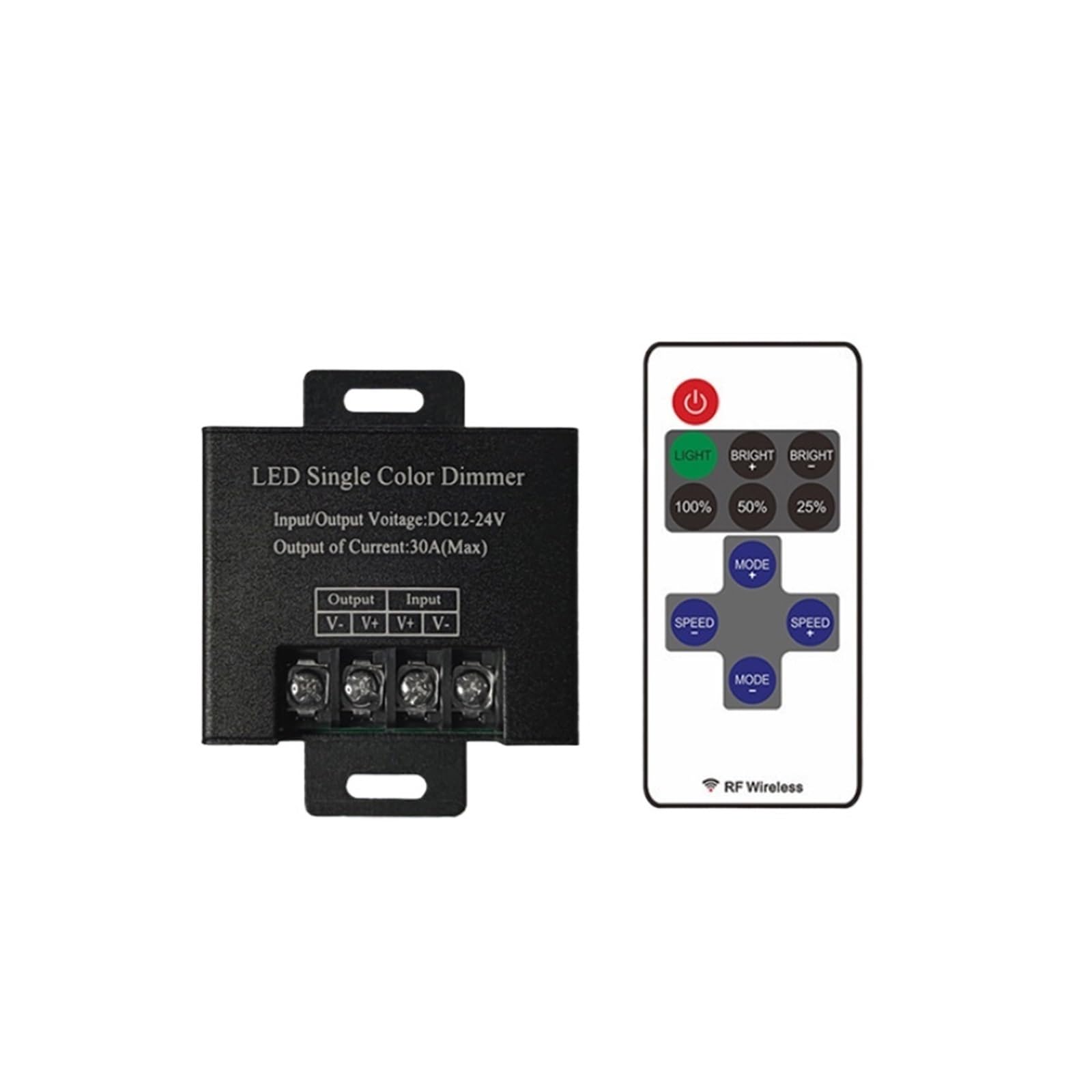 Kontroler ściemniania DC12-24V11key RF433 30A z aluminiową obudową 0-100 pasuje do monochromatycznych pasków świetlnych 5050 5630 2835 3528(styl B)