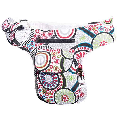KUNST UND MAGIE Goa Schulter/Bauchtasche Gürteltasche Bauchgurt Hippie Psy, Farbe:Weiß Cover