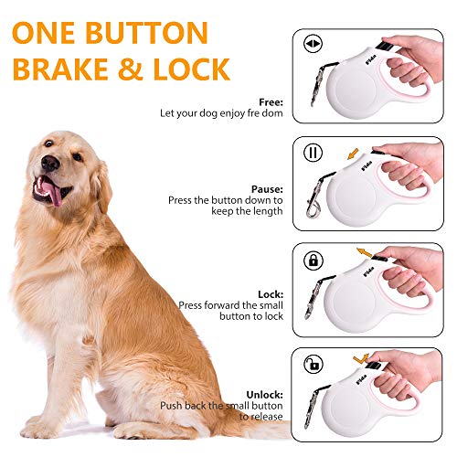 Fida Retractable Dog Leash with Dispenser and Poop Bags, 16 ft Pet Walking Leash for Medium Dog or Cat up to 44 lbs, Anti-Slip Handle, Tangle Free, Reflective Nylon Tape (M, White) by Fida - Image 4