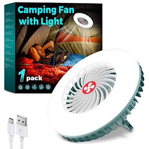 Camping Fans For Tents, Battery Operated Fan For Camping, Usb Rechargeable With Magnetic And Hook, 𝟐-𝟏 Led Camping Tent Fan And Light For Hanging Battery Powered Fan For Camping Emergency Hiking #TOP7