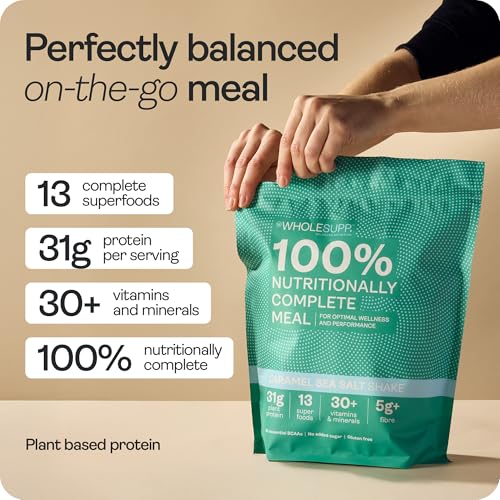 Whole Supp Vegan Meal Replacement Shake Caramel Sea Salt – 31g Plant Protein, 1.5kg (15 Meals) – Complete Meal Replacement Powder with 30+ Vitamins, 13 Superfoods, High Fibre & Gluten-Free - Image 5