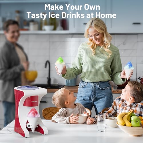 Snow Cone Shaved Ice Machine with 3 Reusable Plastic Cups, Table-Top Slushie Machine for Homemade Snow Cone, Snowballs, Frozen Cocktails and More, with Non-Slip Mat & Stainless Steel Blade by KEENSTAR - Image 7