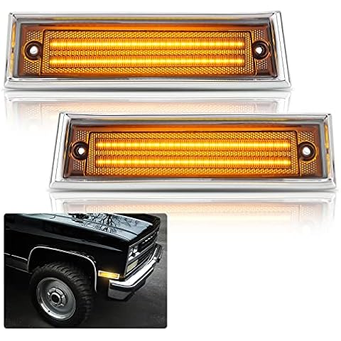 Bestview LED Side Marker Lights Compatible with 1981-1991 Chevy C10 C20 C30 GMC C1500 C2500 Suburban Blazer Jimmy, Driver & Passenger Side, Clear Lens Cover