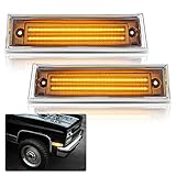 Bestview LED Side Marker Lights Compatible with 1981-1991 Chevy C10 C20 C30 GMC C1500 C2500 Suburban Blazer Jimmy, Driver & Passenger Side, Clear Lens