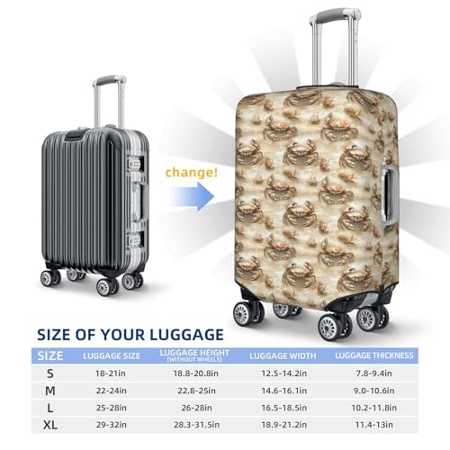 Luggage Cover - Retro Crab Print Travel Suitcase Covers For Luggage, High Elasticity Suit Case Cover Protector Fits 18-32 Inch2