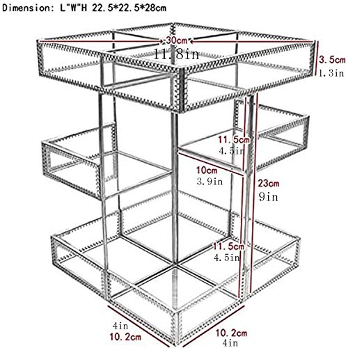 N \ A Rotating Makeup Organiser, Rotating 360 Degree Crystal Adjustable Jewelry Cosmetic Perfumes Display Stand Box, with 3 Layers Large Capacity, Great for Dresser, Bedroom, Bathroom