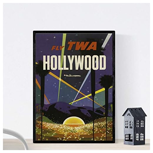 Nacnic Poster Vintage. Cartel Vintage de América. Hollywood. Tamaño A4