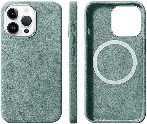 Coque Alcantara iPhone 14 Pro vert clair pour vos trajets quotidiens
