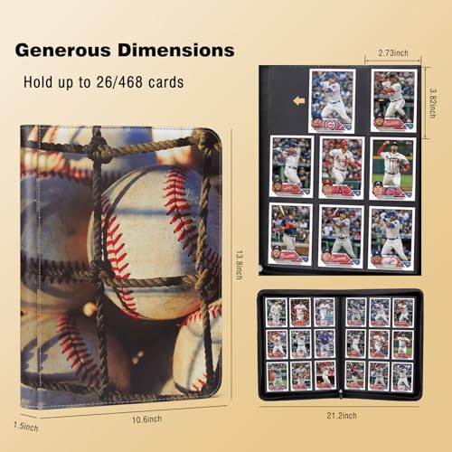 Image of Baseball Card Binder 468 Pockets Waterproof Trading Cards Storage