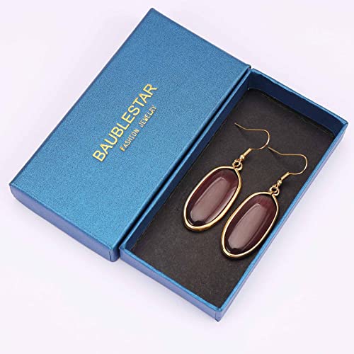 Baublestar Natural Crystal Healing Birth Stone Drop Earrings Violet Purple Opal Gemstone Quartz Oval Dangle Gold Fashion Jewelry For Women Girls #TOP3