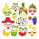 Tutti Frutti Photo Booth Props(25CT),Watermelon,Strawberry,Lemon,Grapefruit Photo Booth Props with Stick for Tutti Frutti/Luau/Tiki/Tropical/Hawaiian Party Supplies