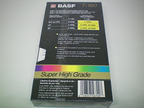 BASF T-160 Extra Quality 8 Hour Blank VHS Video Cassette Recording Tape