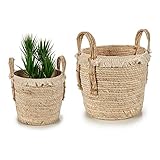 Gift Decor Macetero con Asas Natural Paja (23 x 27 x 26 cm)
