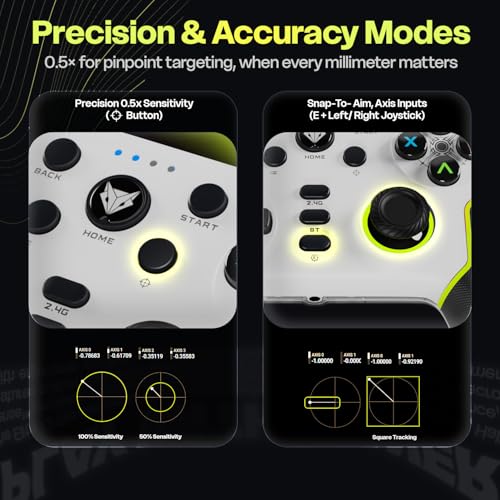 Image of EvoFox Elite X2 Pro Gaming Controller for PC, Android, TV, Switch Tri-Mode -2.4G /BT /Wired Gamepad, HallSense Magnetic Triggers & Joystick, 1000Hz Polling, RGB, Replaceable JoySticks,16h Battery-White