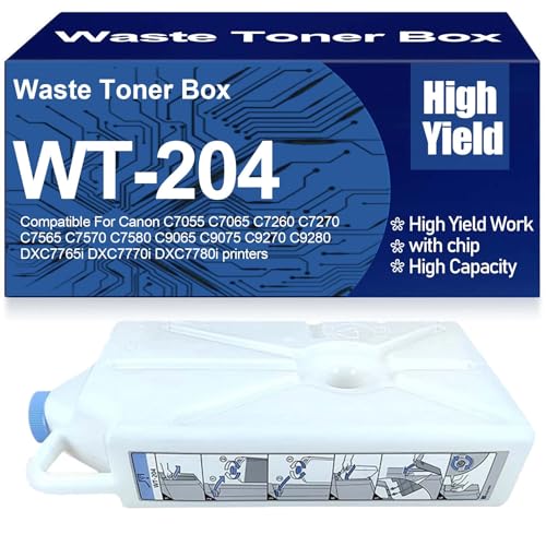 SXLXYOF Contenedor de tóner Residual WT-204 para C7765, C7770 y C7780 Compatible para Canon C7055, C7065, C7260, C7270, C7565, C7570, C7580, C9065, C9075, C9270 y C9280,WT204-1PC