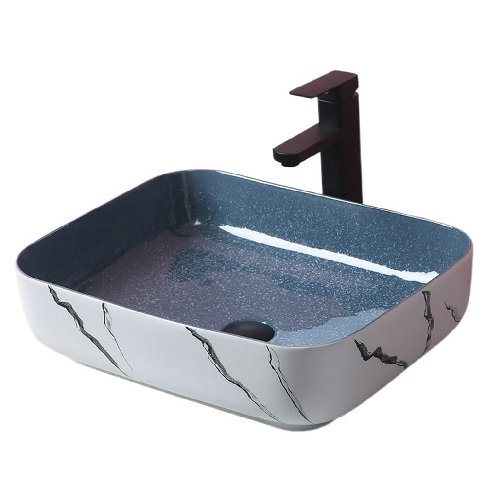Countertop Bathroom Vessel Thickened Ceramic Rectangular Sink Nordic Art Above Counter Basin Bathroom Cloakroom Sink
