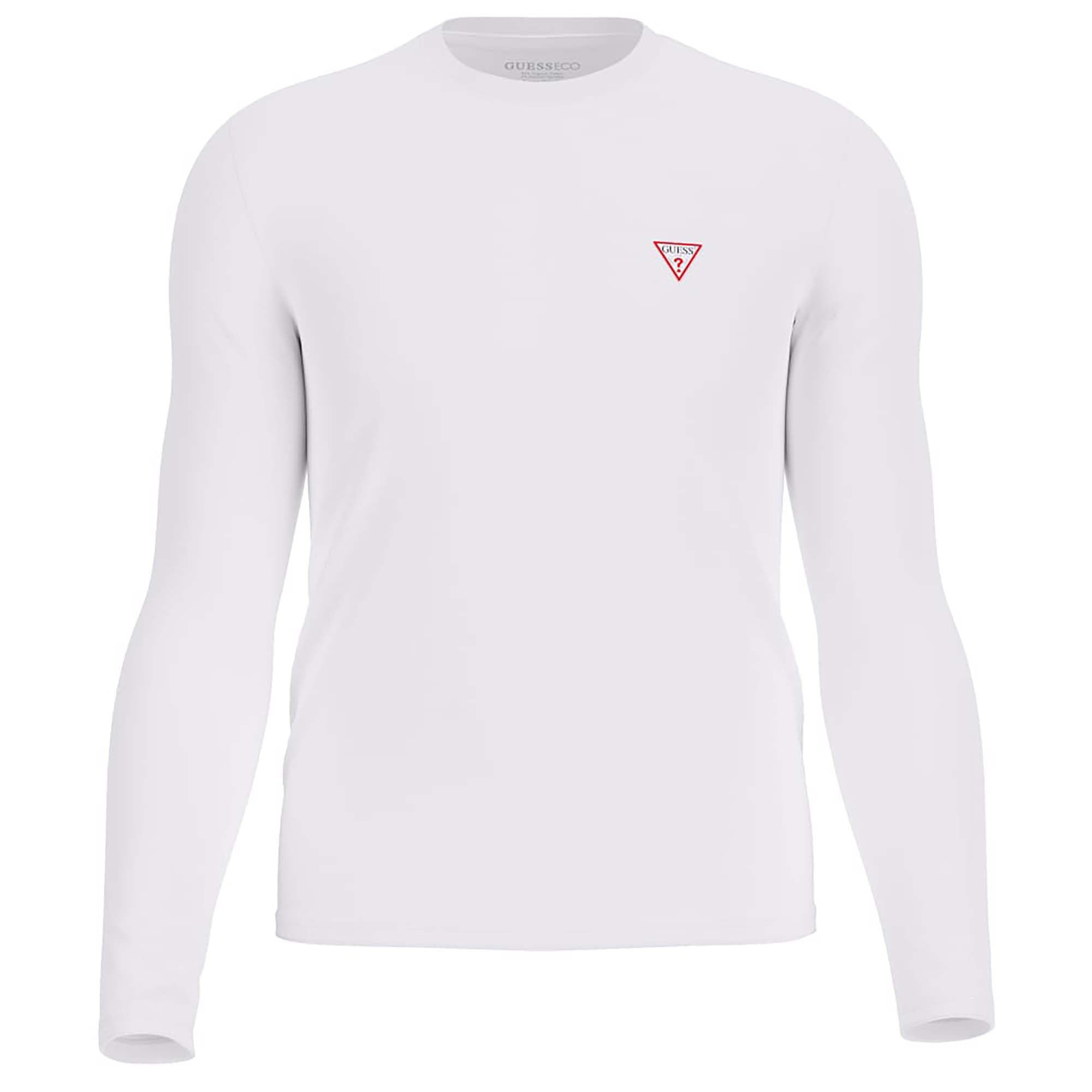 Guess White T-Shirt Uomo M2yi28_j1314-G011 Cn Ls Core Tee