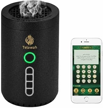 2-in-1 Electric Incense Burner with Quran Speaker, 3.1x3.1x4.8 inches, Rechargeable Portable Incense Burner, Suitable for Cars, Homes, Offices, Studies, Spas Black