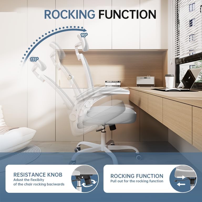 Miniatura 7 de Silla de oficina ergonómica de escritorio, capacidad de 330 libras, silla de computadora con respaldo alto para largas horas, silla giratoria con