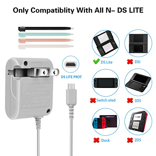Ds Lite Charger Kit,Fiotok Ds Lite Stylus Pen Replacement For Nintendo Ds Lite Systems,Ac Adapter Charger Compatible With Nintendo Ds Lite Power Adapter Fast Charging Portable Charger (100-240V) #TOP1
