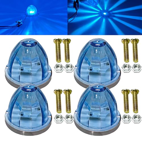 Image of 4PCS Light blue Watermelon Lights, Clear Lens LED Side Marker Turn Signal Lights, Watermelon-Shaped Side Marker Tail Top Cap Roof Lights for Trailer Truck Semi-Trailer Heavy-Duty Truck Van