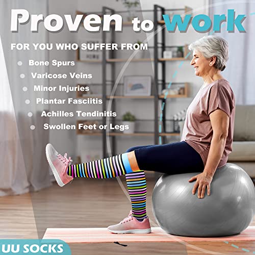 Image of Medical Compression Socks for Women and Men 3 Pairs 20-30 mmHg Knee High Christmas Compression Stockings Circulation Best for Running Athletic Nurses