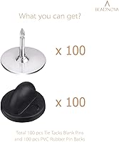 Vista 2 de BEADNOVA 100 pares de pines esmaltados para atar en blanco con pasadores de goma para solapa (negro plateado, 100 juegos)