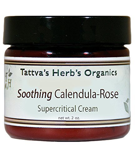 Organic Soothing Calendula Rose Cream - NON GMO Facial Cream - Rich Moisturizer For Any Skin Type 2oz From Tattva's Herbs