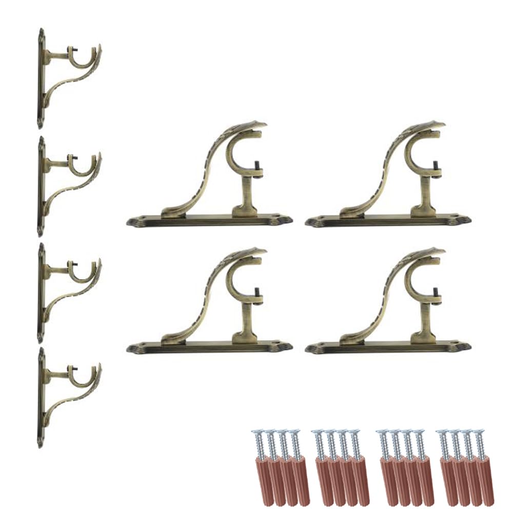 GLOXY ENTERPRISE Brass Curtain Brackets Supports Holder for Door Window in Antique Vintage Design-(4 Pair) (B09MDDW32R) Amazon Price History, Amazon Price Tracker