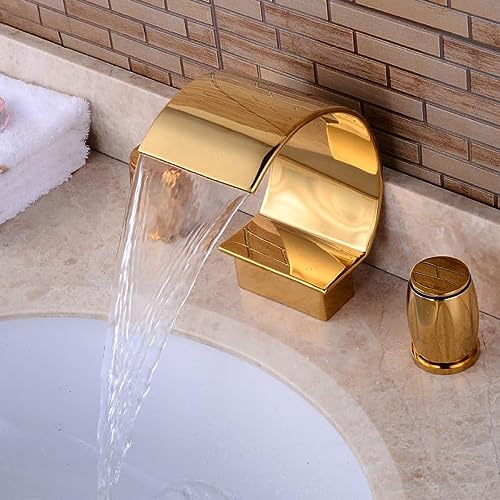 Mélangeur rotatif d'évier cascade dorée à double poignée pour un contrôle précis du bain-douche