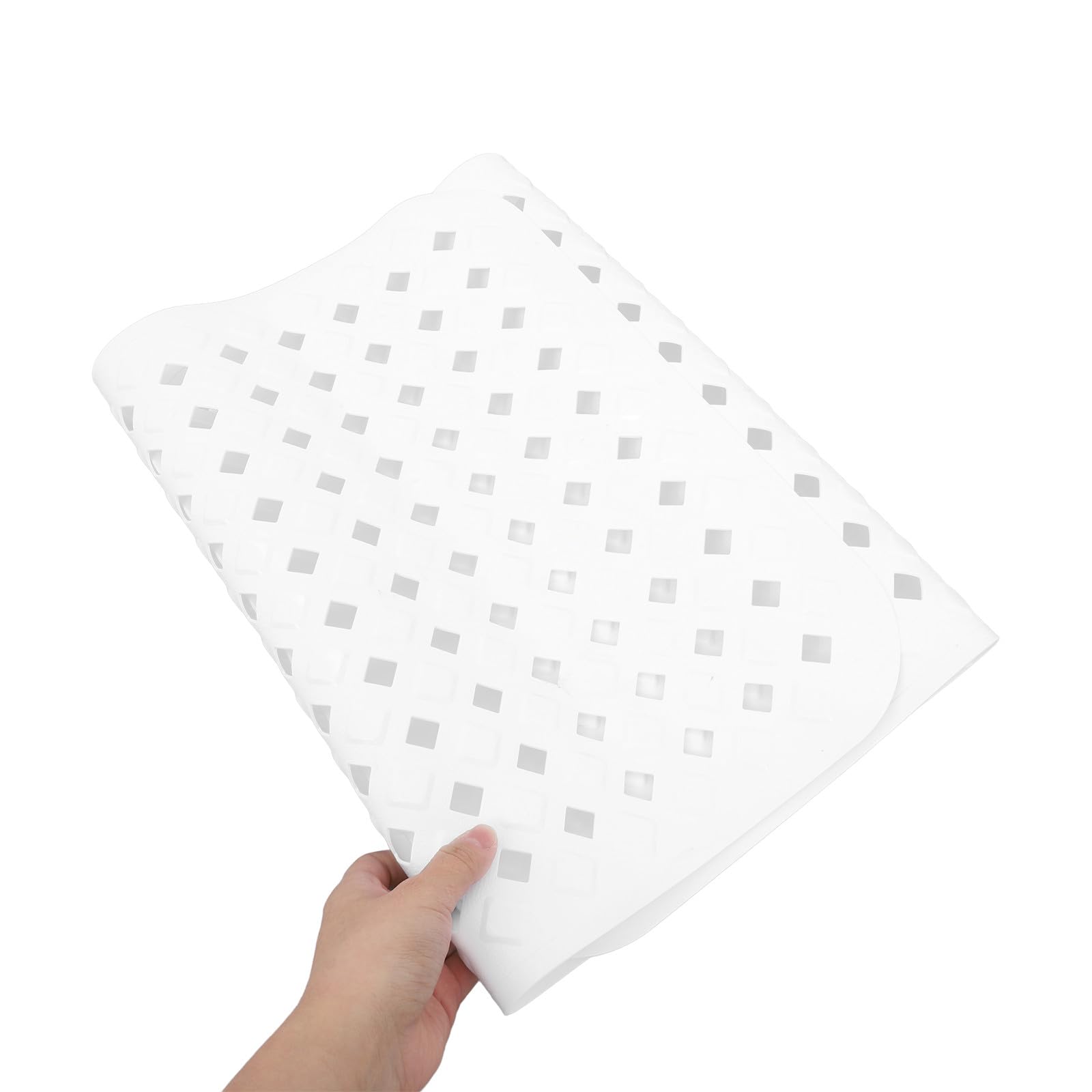 WOONEKY Alfombra de Baño Color Blanco Antideslizante Esterilla Plegable con Ventosas y Fácil de Limpiar y Moderna para Bañera de PVC para Ducha Segura