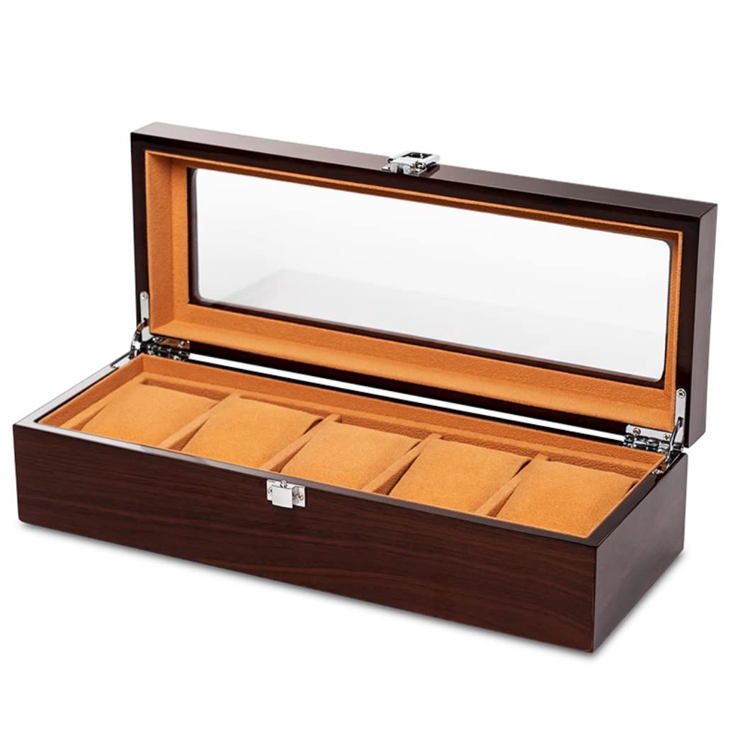 YNIYUJKL Watch Case Watch Display Storage Box Watch Box Wooden Paint Watch Box Box Jewelry Storage Box Watch Box,5 Slots,5 Slots