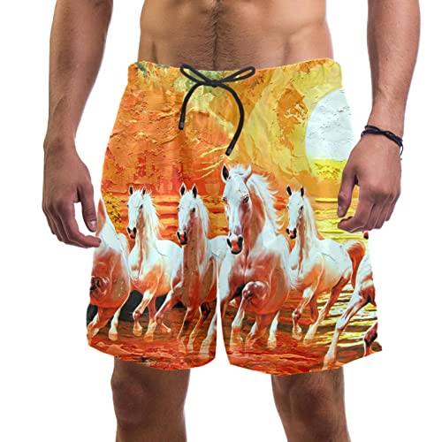 Maillots de bain hommes JDEZ chevaux au lever du soleil short plage