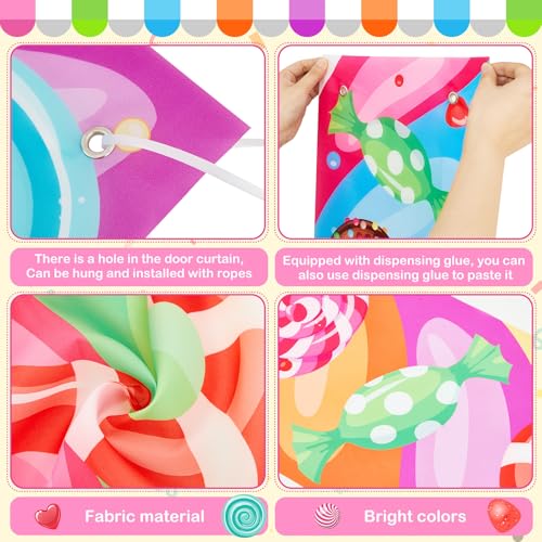 Image of HunnmingRe 3 Pcs Lollipop Candyland Party Decorations for Door Large Porch Sign Door Arch Banner Set Colorful Candy Land Themed Birthday Baby Shower Sweet Shop Party Supplies