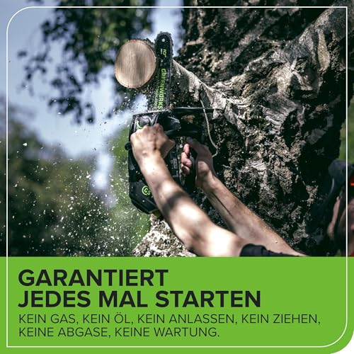Greenworks GD40TCSK2 Akku Kettensäge mit Akku und Ladegerät, bürstenlosem Motor, 25 cm Blattlänge, 12 m/s Kettengeschwindigkeit, 2,4 kg… – Ansicht 6