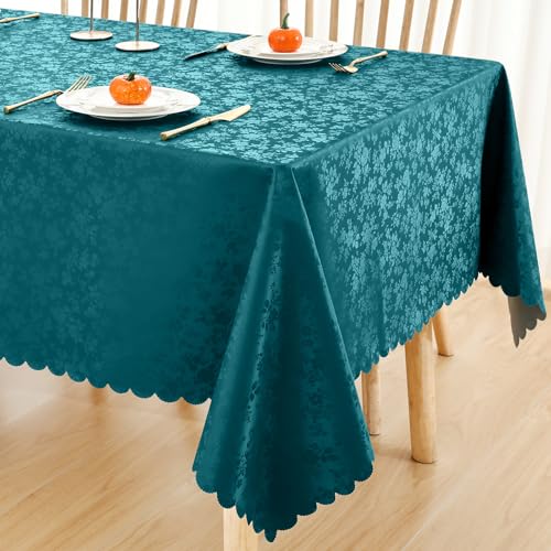 Image of Smiry Square Table Cloth, Waterproof Heavy Duty Vinyl Tablecloths, Wipeable Washable Table Cover for Kitchen and Dining (Emerald Green, 60 inch X 60 inch)