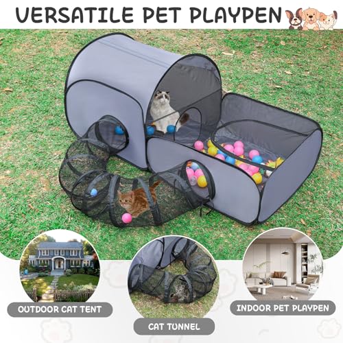 Image of TailTastic Cat Playpen,3-in-1 Surround Tunnel for Indoor & Outdoor Use