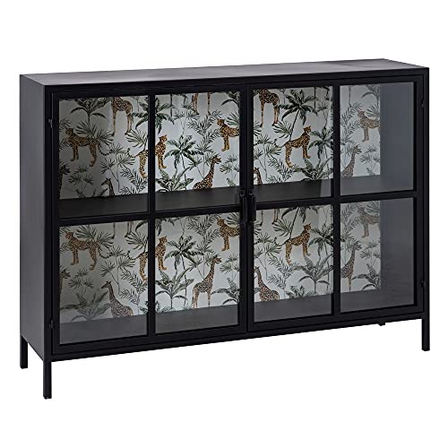 Vitrina de Metal y Cristal Negra con...