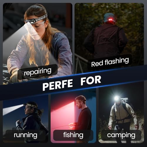 Linterna frontal recargable LED 600 lúmenes impermeable con sensor de movimiento 4