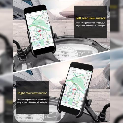 Image of Metal CNC Mobile Holder for Scooter, Scooty & Motorcycle Compatible for Ola S1 Air, Mirror Mount, 360 Rotation, Strong Anti-Slip Grip, Wide Adjustable Fit for All Smartphones (Black)