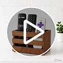 Image of Craft Mshopr Wooden Remote Control Holder, Brown Finish, 16.5 x 12.7 cm, Rectangular Multi-Compartment Organizer (Brown)
