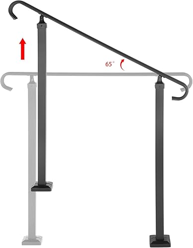 Miniatura 5 de TMEE Pasamanos para escalones al aire libre, se adapta a barandillas de escalera de 1 a 3 escalones, barandilla de escalera se adapta con kit de