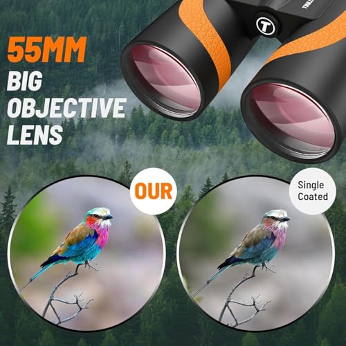 Image of 15x55 UHD Binoculars for Adults High Powered with Phone Adapter - Large View, BAK4 Prism, Waterproof, Lightweight for Bird Watching, Hunting, Cruise, Travel, Camping (Orange)